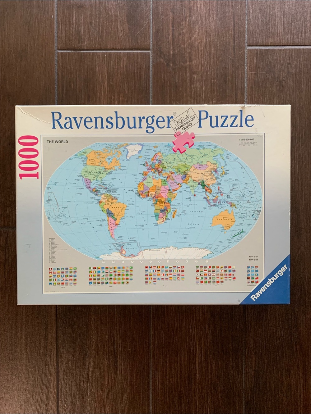 Ravensburger 1000 Piece Puzzle Political World Map Globe NEW with Box Wear